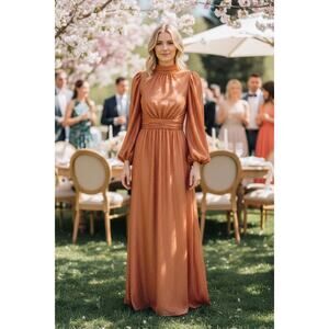 NWT MACDUGGAL DRESS GOWN ORANGE MOTHER OF THE BRIDE EVENING FORMAL WEDDING GUEST